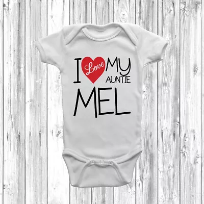 Personalised I Love My Auntie Baby Grow Body Suit Vest Cute Custom Gift Present • £7.95