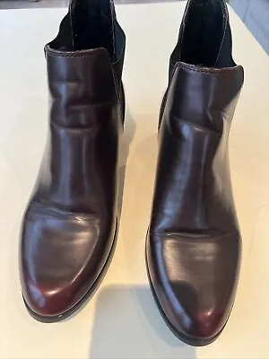£7.99 • Buy Zara Trafaluc Ladies Burgundy Leather Chelsea Boots Size EUR 39