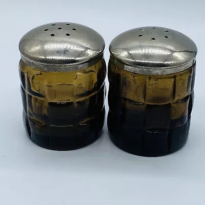 Vintage Viking Glass Salt & Pepper Shaker Set Amber Color • $29.95