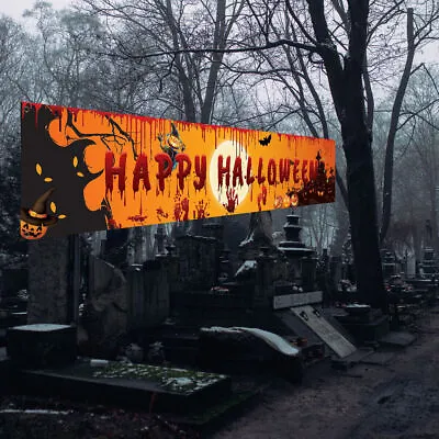 Happy Halloween Hanging Banner Flag Party Celebrate Foldable Home Outdoor Decor • £2.99