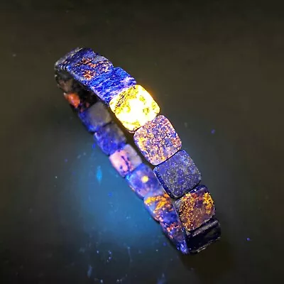 9.5*4mm Natural Blue Lapis Lazuli Crystal Beads Bracelet Under UV Very Bright • $0.99