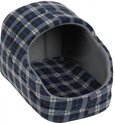 Dog Basket With Hood Tartan Design Black Blue Grey Medium Small & Large • £25.99