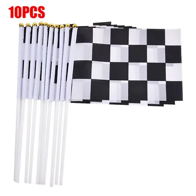 £6.39 • Buy 10pcs Hand Wave Flag Checkered Black And White Race GP Motor Car Racing Flag 