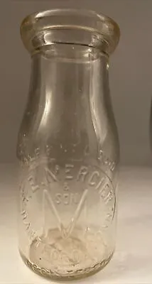 Vintage H.E. MERCIER & SON Embossed Half Pint Milk Bottle Hartford Connecticut • $15