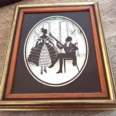 Vintage C&A Richards Boston  Musical Moments  Framed Silhouette Couple 5264 • $24.99