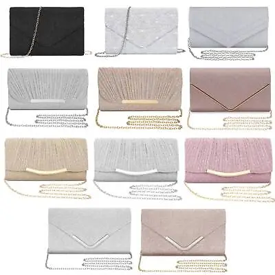 Elegant Womens Evening Clutch Bag For Banquet Wedding Party Prom Handbag Purse • £8.99