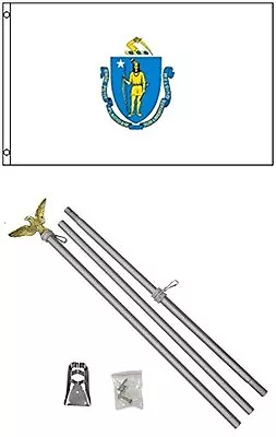 3x5 State Of Massachusetts Flag Aluminum Pole Kit Set 3'x5' • $23.88