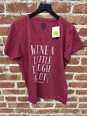 £19.41 • Buy Life Is Good S/s Wine A Little Laugh A Lot Crusher Lite Tee Top Size Large