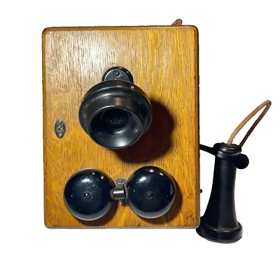 Vintage Wooden Oak Wall Telephone 300K Crank Bell System Western Electric Co USA • $254.99