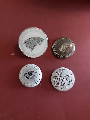 I/Game Of Thrones House Stark SigilKing Of The NorthEnamel Lapel Pin Badge Set • £6