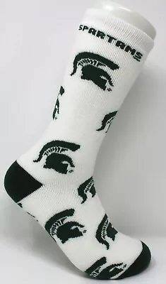 Michigan State Spartans NCAA FBF Helmet A/O Logos All Over Crew Socks - Large • $10.75