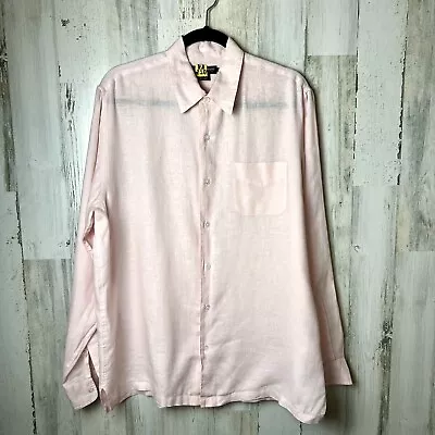 Island Company Women’s Size Medium Classic Pink 100% LINEN Button Down Shirt • $23.88