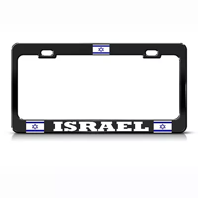 ISRAEL FLAG BLACK Metal License Plate Frame ISRAELI COUNTRY PRIDE Tag Border • $17.99