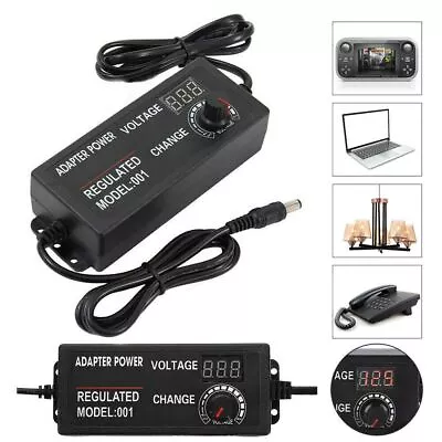 Volt Electrical Charger Variable Power Supply Adapter 9-24V Adjustable Voltage • £9.35