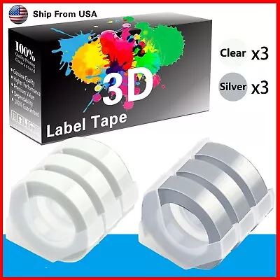 (3Clear+3Silver) LabelTape 3D Fit For Dymo Maxi 1755 Label Makers • $13.99