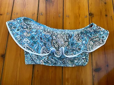$29 • Buy Tigerlily Womens Size 10 Bather Swimwear Crop Top Blue Paisley Off Shoulder