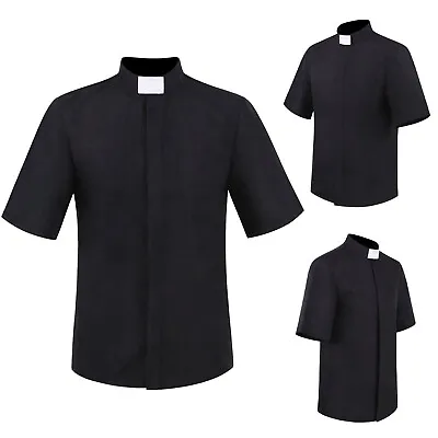 Men's Priest Clergy Shirt Stand Collar For Pastor Preacher Minister Costume • $7.04