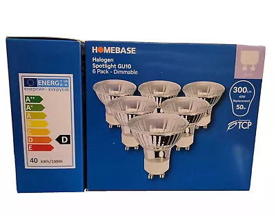 Pack Of 6 GU10 50W Watt Halogen Spotlight Light Bulbs Dimmable Homebase-Tracked • £5.95