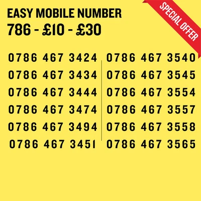 New Voda GOLD VIP BUSINESS EASY MEMORABLE MOBILE PHONE NUMBER SIM CARD 786 O2 • £10