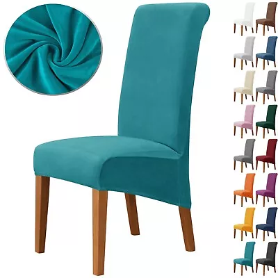 Large Plush Velvet Dining Chair Cover Removable Fit Seat Slipcover Wedding Decor • $14.99