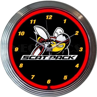 Scat Pack Dodge Neon Clock Sign Mopar Hemi  Dads Garage Wall Lamp Light Charger • $63.99