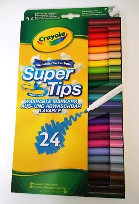 CRAYOLA SUPER TIPS Pack Of 24 Washable Felt Tip Colouring Marker Pens Brand New • £6.75
