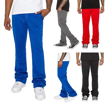 Victorious Men's Casual Essential Solid Flare Stacked Fit Track Pants TR592 • $34.95