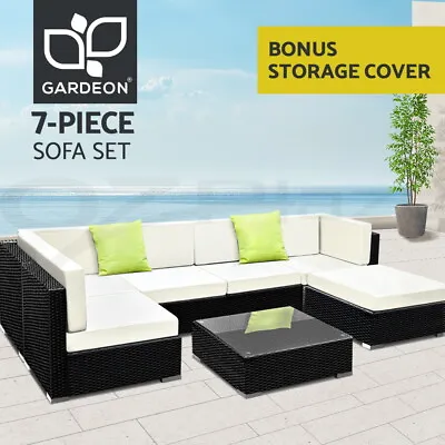 $852.93 • Buy Gardeon Outdoor Lounge Setting 7pc Wicker Sofa Set Furniture Rattan Patio Garden