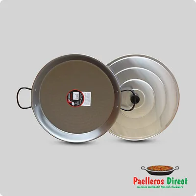 Authentic Spanish Paella Pan - 40cm Polished Steel Pan With 40cm Lid • £39.99