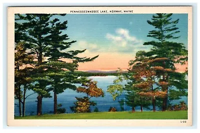 Pennesseewassee Lake Norway Maine ME Early Linen View • $4.24