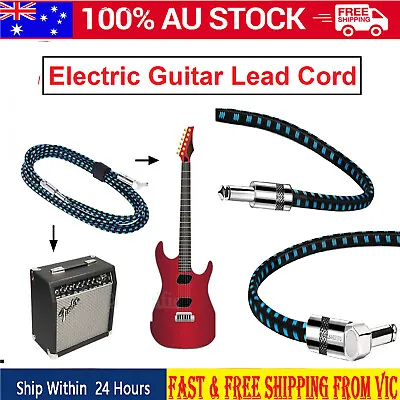$20.99 • Buy Electric Guitar Lead Cord Cable 6.35mm 1/4  Jacks For Amp Pedals Instruments