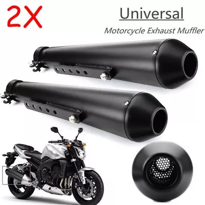 2pc Universal Motorcycle Exhaust Pipe Muffler Silencer Fit For Harley Racer Cafe • $76.99