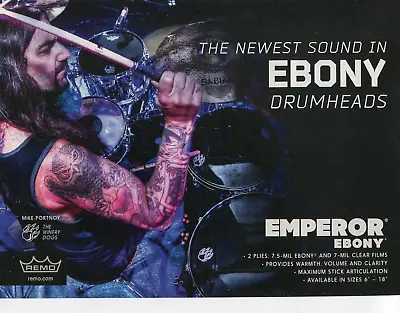 2014 Print Ad Of Remo Ebony Drumheads W Mike Portnoy Of The Winery Dogs • $9.99