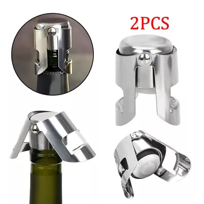 2X Stainless Steel Sparkling Prosecco Bottle Sealer Saver Wine Champagne Stopper • £5.35