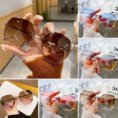 $4.79 • Buy INS Metal Curved Women Cut Sun Sunglasses Gradient Temples Glasses Trimmed Lens,
