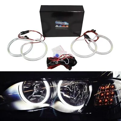 Halogen Headlight White LED Angel Eyes Halo Rings For BMW E46 3 Series W/Non-HID • $45.89