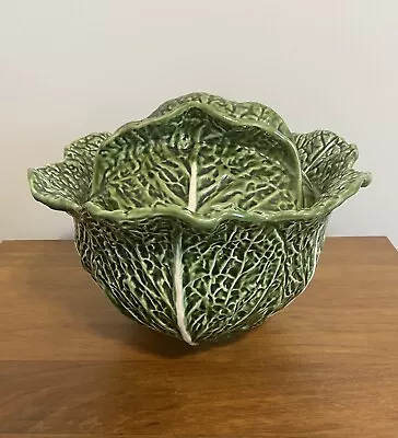 Olfaire Portugal Ceramic Green Leaf Cabbage Soup Tureen Serving Dish Large • $25