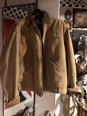 $140 • Buy Vintage 100 Year Anniv. 80s Carhartt Blanket Lined Detroit Jacket Tan M/L Faded