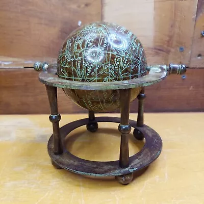 Stone And Metal Globe Made In India 6 Inches High • $20