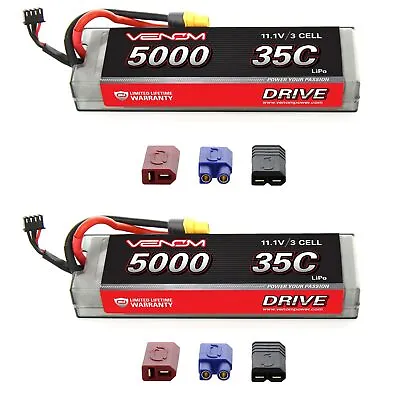 Venom 35C 3S 11.1V 5000mAh LiPo Hardcase Flat Pack Battery W/ UNI Plug X2 Packs • $199.98