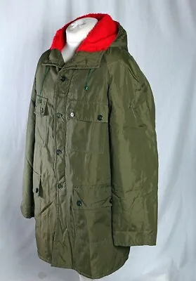 Vintage Parka Anorak Jacket Green Nylon 70's 80's Made In England Size L-XL Coat • £43
