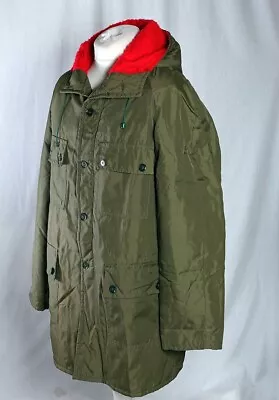 Vintage Parka Anorak Jacket Green Nylon 70's 80's Made In England Size L-XL Coat • £43