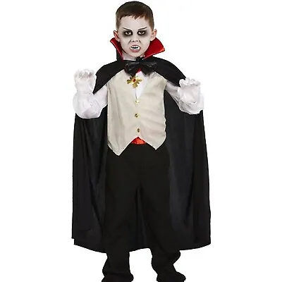 VAMPIRE COSTUME CHILDREN'S Gothic Dracula Kids Halloween Book Fancy Dress H0219 • £15.27