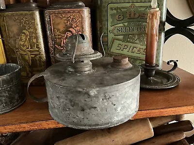 Rare Lge Size Tin Finger Lamp Metal AAFA Primitive Early Lighting Lantern Cabin • $9.99