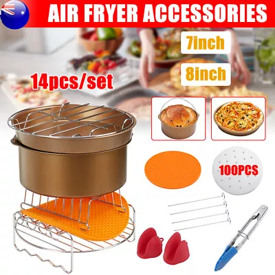 14PCS 7/8inch Air Fryer Accessories Frying BBQ Skewer Rack Pizza Pan Cake Barrel • $30.95