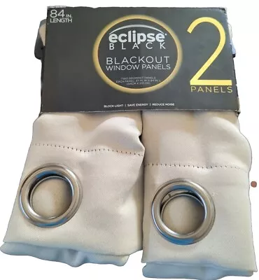 Eclipse Blackout Grommet Curtain Panel Pair Tan - Eclipse 84 L X 37 W • $18.99