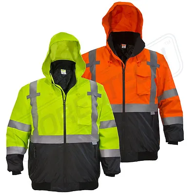 Hi-Vis Insulated Safety Bomber Reflective Jacket ROAD WORK HIGH JORESTECH • $44.85