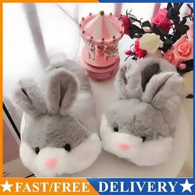 Cute Rabbit Slippers Bunny Closed Toe Slippers Cozy For Men Women (Grey S 35-38) • $27.71