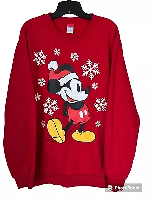 Mickey Mouse Disney Christmas Sweatshirt Size XL Red • $12
