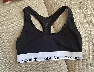 CK Calvin Klein Black Padded Wire Free Sport Athletic Bra S • £10